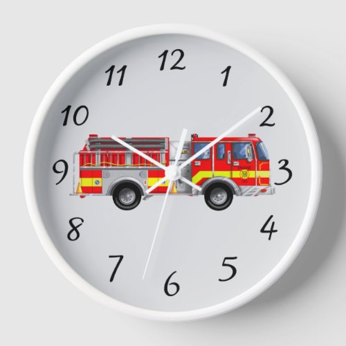 Illustrated fire engine wall clock