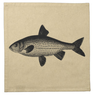 Illustrated Fish Art Cloth Napkin