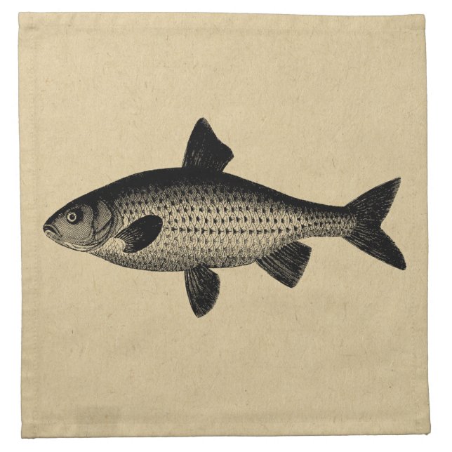 Illustrated Fish Art Cloth Napkin (Front)