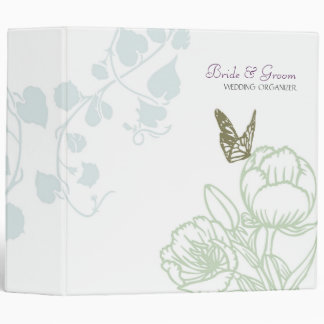 Illustrated Flora & Butterfly Spring Wedding 3 Ring Binder