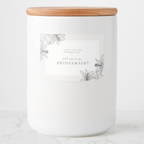 Illustrated Floral Lilies Bridesmaid Candle Label