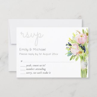 Illustrated Floral RSVP Modern and Menu Selections