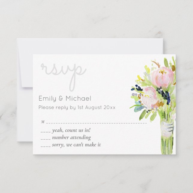 Illustrated Floral RSVP Modern and Menu Selections (Front)