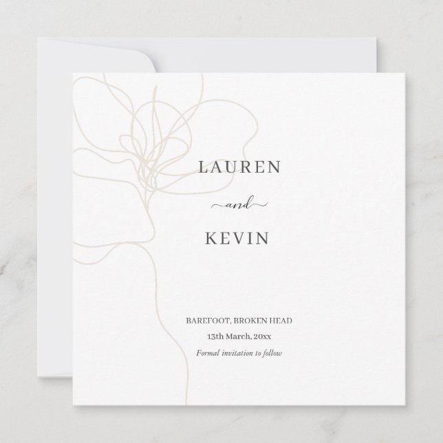 Illustrated flower simple classic save the date in invitation (Front)