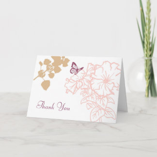 Illustrated Flowers & Butterfly Wedding Thank You Card