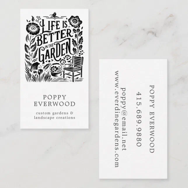 Illustrated Gardener Landscaper Business Card | Zazzle