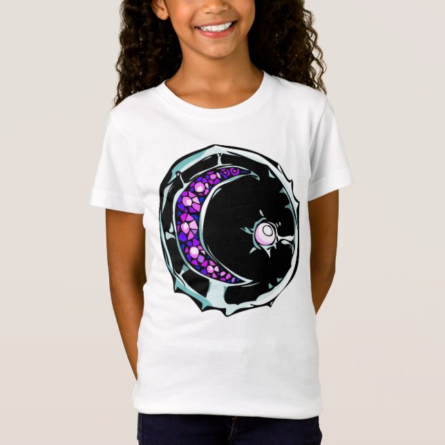 Illustrated gemstone crescent moon and star. T-Shirt (Front)