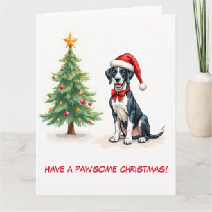 Illustrated Great Dane and Christmas Tree Card