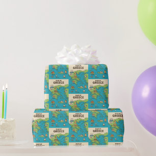Illustrated Greece Wrapping Paper Travel Lover