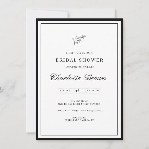 Illustrated hand drawn flower bridal shower invitation