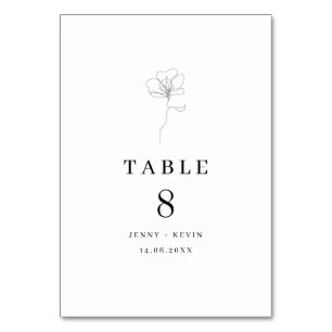 Illustrated hand drawn flower table card