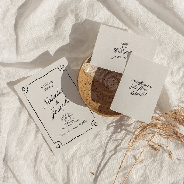 Illustrated Hand Drawn Whimsical Cute Wedding Invitation (Creator Uploaded)