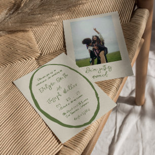 Illustrated Hand Drawn Written Photo Wedding Invitation