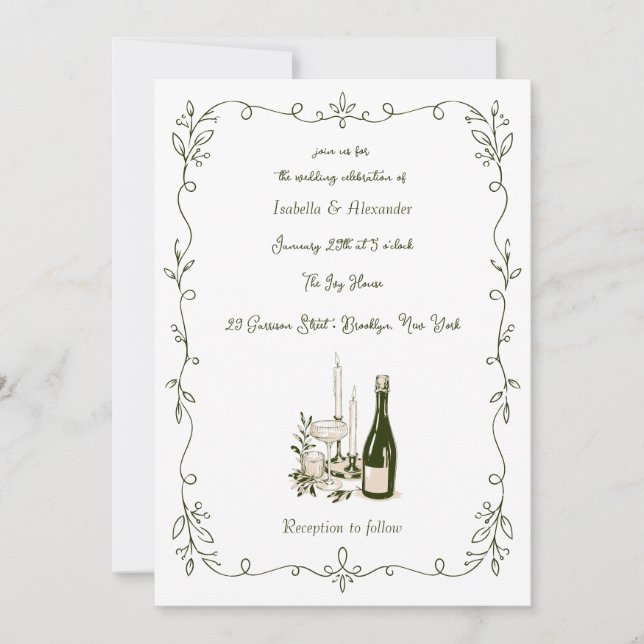 Illustrated Hand Lettered Dinner Party Invitation (Front)