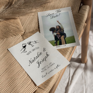 Illustrated Hand Written Drawn Cute Photo Wedding Save The Date