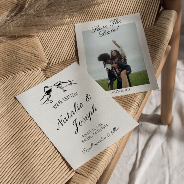 Illustrated Hand Written Drawn Cute Photo Wedding Save The Date (Creator Uploaded)