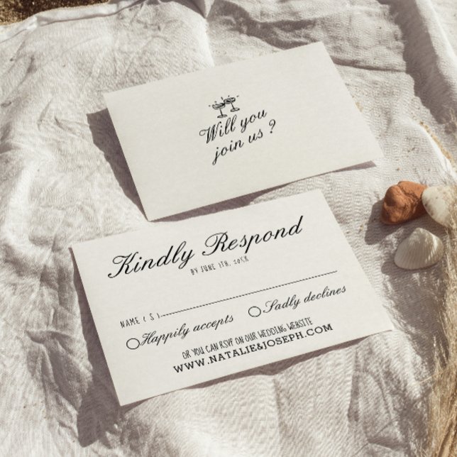 Illustrated Hand Written Unique Modern Wedding RSVP Card (Creator Uploaded)