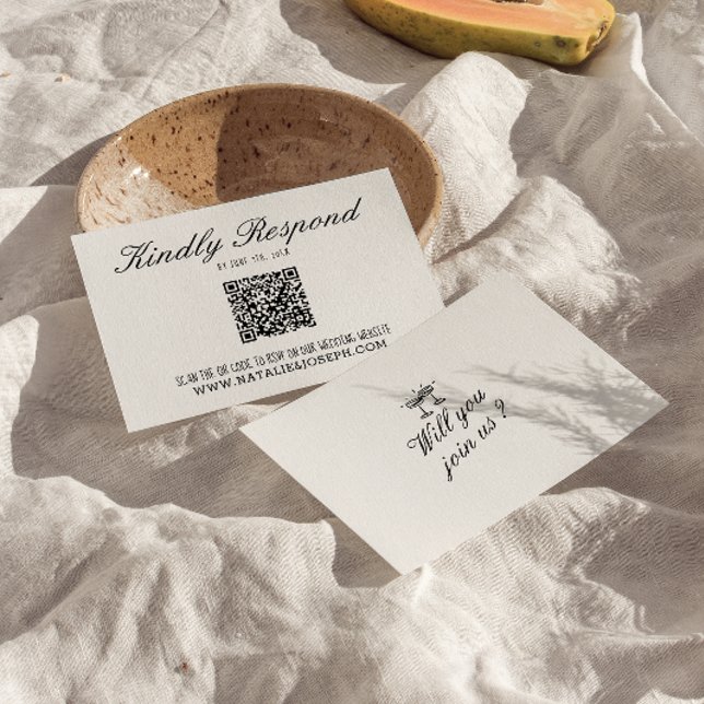 Illustrated Hand Written Unique QR Code Wedding RSVP Card (Creator Uploaded)
