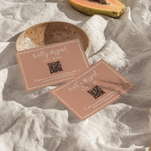 Illustrated Handwritten Drawn QR Code Wedding RSVP Card