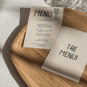 Illustrated Handwritten Drawn Retro Quirky Wedding Menu