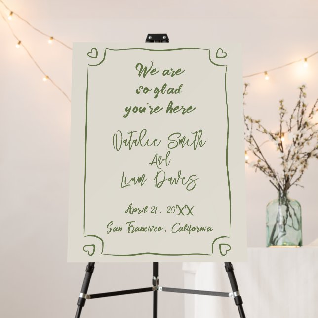 Illustrated Handwritten Drawn Wedding Welcome Foam Board (In Situ (Stand))