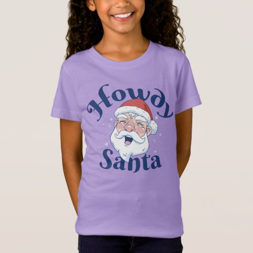 illustrated happy Santa with quote howdy santa T_Shirt