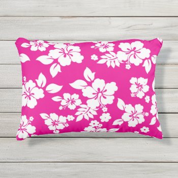 Illustrated Hibiscus Flowers Outdoor Pillow by paul68 at Zazzle