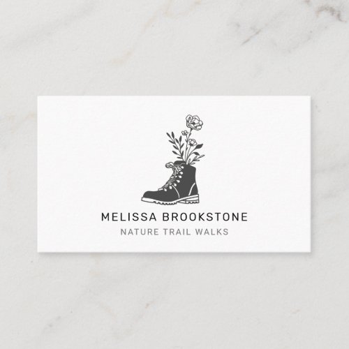 Illustrated  Hiking Boots With Flowers Business Card
