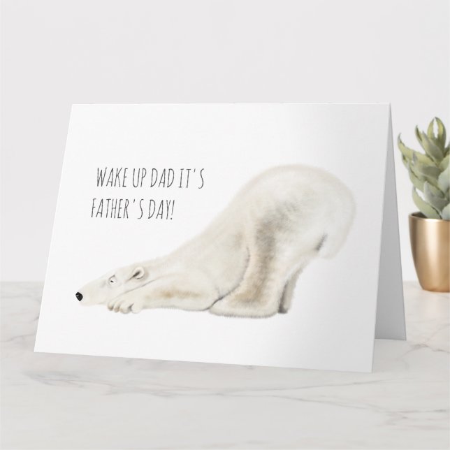 Illustrated Huggable Polar Bear, Father's Day Card (Small Plant)