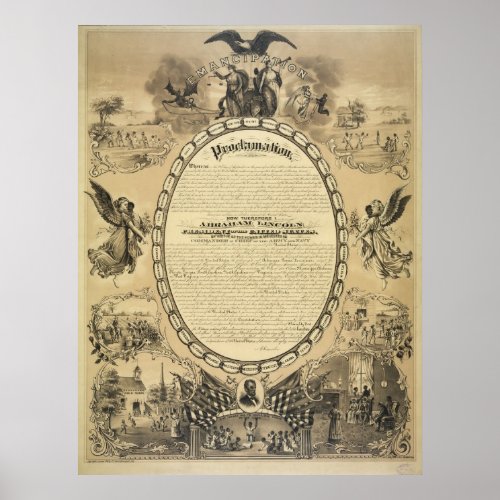 Illustrated Image of the Emancipation Proclamation Poster