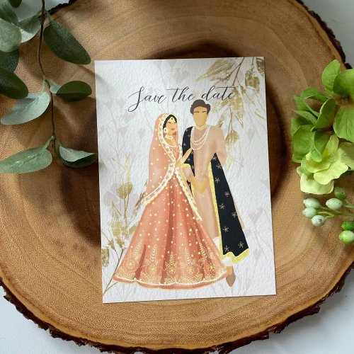 Illustrated Indian Pakistani wedding Invitation