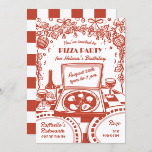 Illustrated Italian Pizza Party Invitation