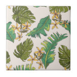Illustrated Jungle Leaves Pattern Tile