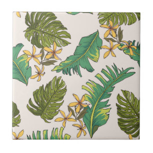 Illustrated Jungle Leaves Pattern Tile