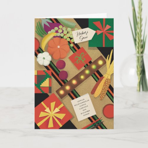 Illustrated Kamaru Table Holiday Kwanzaa Greeting Card