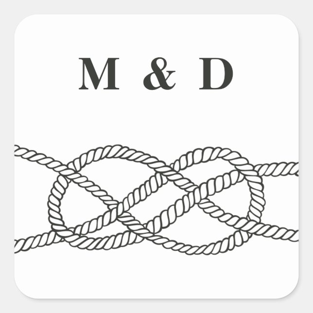 Illustrated Knot Envelope Seal Sticker - Black (Front)
