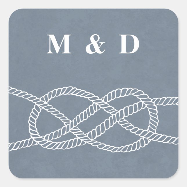 Illustrated Knot Envelope Seal Sticker - Blue Gray (Front)