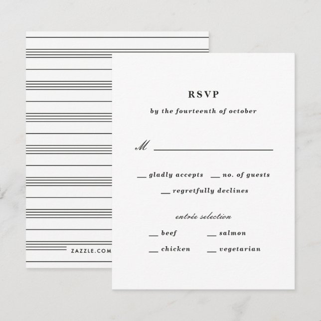 Illustrated Knot Nautical RSVP Card - Black (Front/Back)