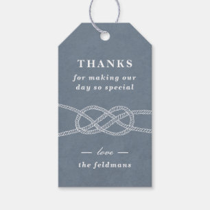 Illustrated Knot Wedding Favor Tag - Blue Gray