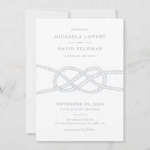 Illustrated Knot Wedding Invitation - Blue