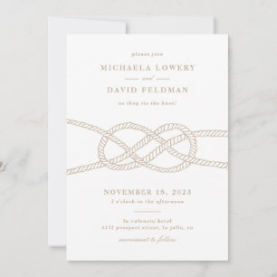Illustrated Knot Wedding Invitation - Tan