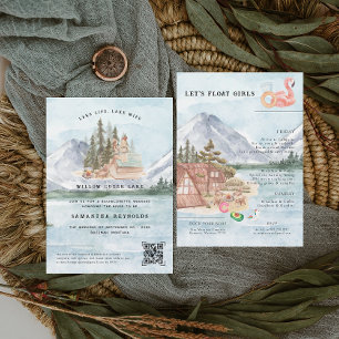 Illustrated Lake Camping   Bachelorette Weekend Invitation