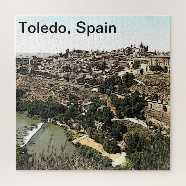 Illustrated Landscape Art of Toledo, Spain Jigsaw Puzzle (Vertical)