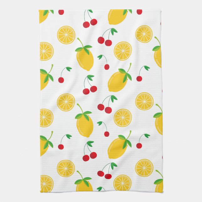 Illustrated Lemons design   Kitchen Towel (Vertical)