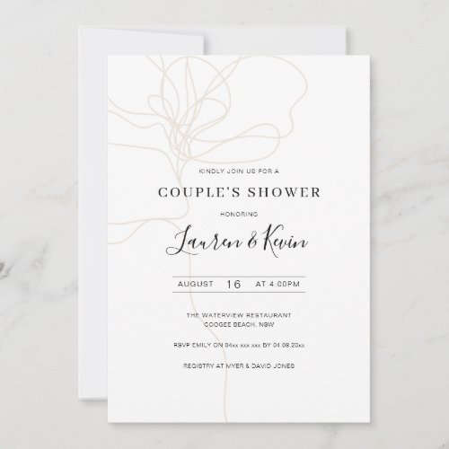 Illustrated line art couples shower invitation