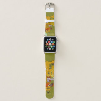 Illustrated Louisiana map: travel highlights. Apple Watch Band