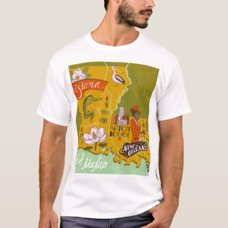 Illustrated Louisiana map: travel highlights. T-Shirt