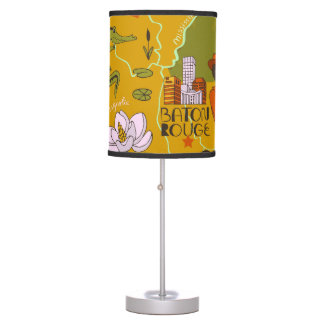 Illustrated Louisiana map: travel highlights. Table Lamp