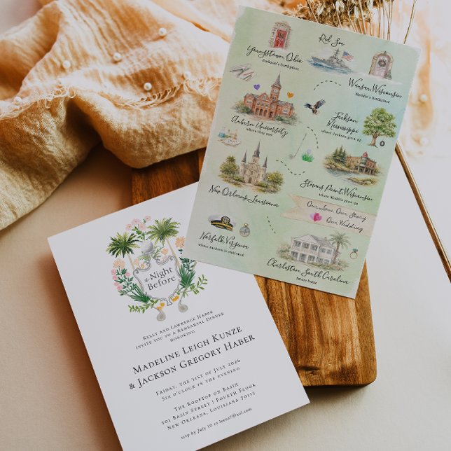 Illustrated Love Story Map Rehearsal Dinner Invitation (Creator Uploaded)