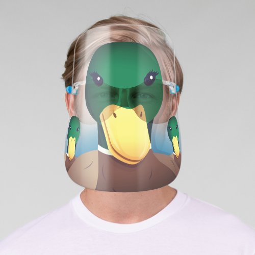 Illustrated Mallard Ducks Drawing Face Shield